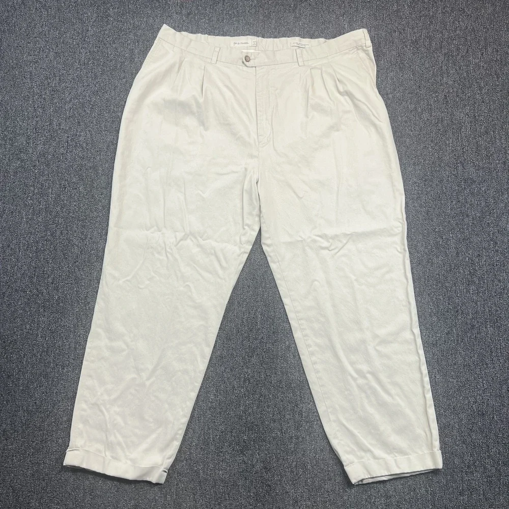 John W. Nordstrom Classic Pleated Trousers 46 Cream Tencel Blend Quiet Luxury